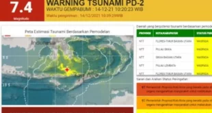 BMKG keluarkan peringatan dini tsunami pasca gempa bumi di barat laut Larantuka, NTT, Selasa 14 Desember 2021 [SuaraSulsel.id/BMKG]